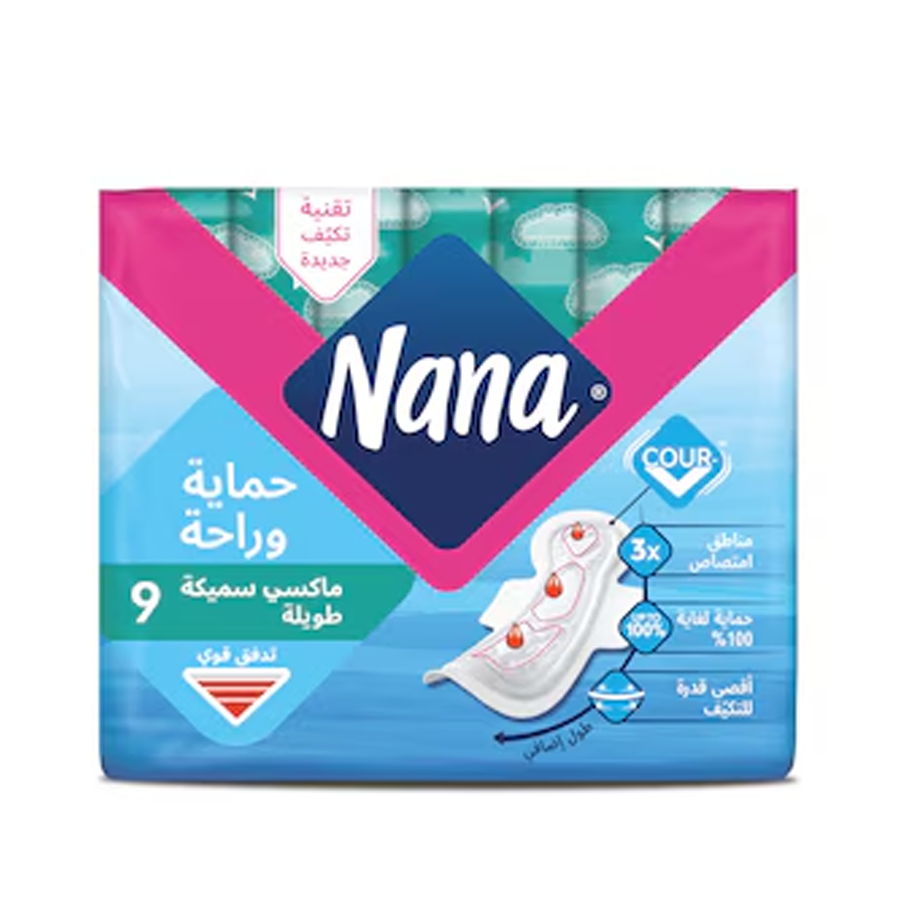 فوط نسائية نانا ماكسي سميكة طويلة 9 فوطة
